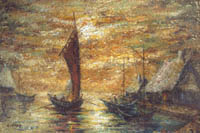 Gideon Painting: Masters Collection — Harbor at Dusk, Oil.