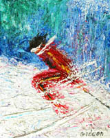 Gideon Painting: Sports Collection — Downhill Racer, Oil.