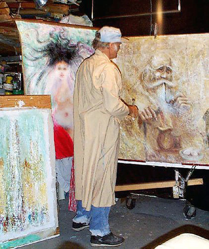 Gideon Painting in His Studios, 1998